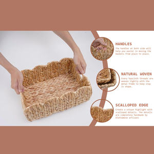 ตะกร้าสานทรงสี่เหลี่ยมผืนผ้าสำหรับบ้านตะกร้าเก็บของงานฝีมือธรรมชาติผักตบชวาตะกร้าสานด้วยมือ - Product Image 6