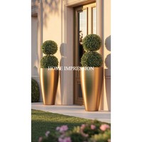 Ventes en gros de pots de fleurs artificielles modernes, support en métal plaqué chrome doré, qualité supérieure, écologiques, pour l'extérieur, jardin
