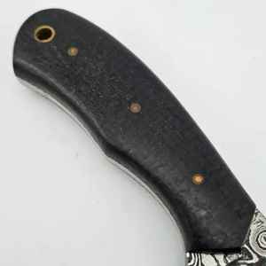 Raindrop Damascus Skinning Every Day Carry Knife con mango de micarta negro Full Tang Premium Quality Outdoor Knives - Product Image 5