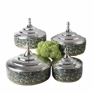 ชุดหม้อปรุงอาหารพิมพ์ลาย4ชิ้นที่มีดีไซน์ทันสมัยเหมาะสำหรับการรับประทานอาหารในห้องครัวและตกแต่งอาหารเสิร์ฟใช้ในอินเดีย - Product Image 1