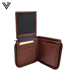 VAND Hombres Premium Secure Zip <span class=keywords><strong>Wallet</strong></span> Cabra Nappa Cuero con forro de algodón corto Cierre de pliegue Negro Marrón Tan Azul Otros colores - Product Image 3