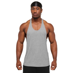 Débardeur stringer personnalisé pour homme en polyester/coton, idéal pour la gym, le fitness, la musculation, séchage rapide, couleur et logo personnalisables - Product Image 1