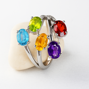 Sterling <b>Silver</b> 925 Rhodium Plated Multi Gemstone <b>Ring</b> Trendy Prong Setting Engagement Wedding Anniversary Party Unisex Gift - Product Image 5