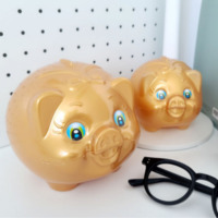 [ALS] Tirelire en forme de cochon doré, symbole de la chance et de la richesse, boîte de rangement décorative, tirelire en forme de cochon doré XXL