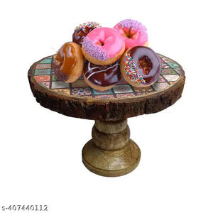 Customised Acacia Wood <b>Rotating</b> Cupcake <b>Cake</b> <b>Stand</b> Display Cupcake Display Tray From India - Product Image 2