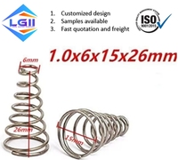 Ressort de compression conique en spirale en acier inoxydable sur mesure pour usine, fil de 1,0x6x15x26mm, longueur personnalisée étendue