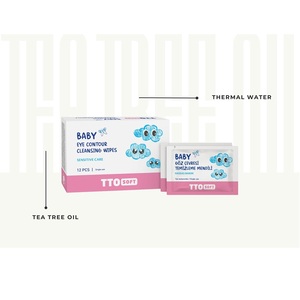 TTO 12 lingettes nettoyantes douces pour le contour des yeux des bébés, antibactériennes, emballées individuellement, à la vitamine E, démaquillantes, à l'huile d'arbre à thé - Product Image 1