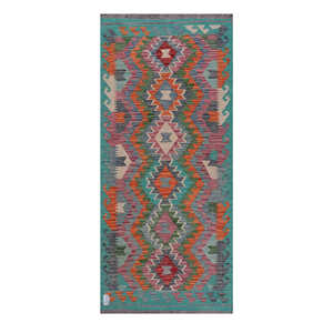 Alfombra Kilim de Maimana, Afganistán, 192 x 85 cm, Tapiz - Product Image 1