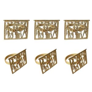 Rond de serviette vintage égyptien de luxe, design unique de couronne en métal avec finition dorée mate, fer classique pour les fêtes de mariage - Product Image 4