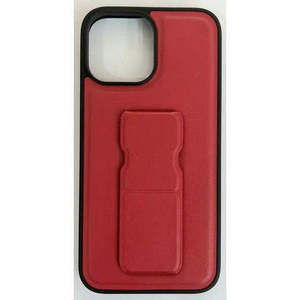 เคสหลังหนัง PU พรีเมียมสำหรับ iPhone 15 ขนาด 6.1 นิ้ว พร้อมขาตั้ง สีแดง (บรรจุภัณฑ์ขายปลีก) - Product Image 1