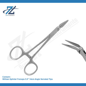 William Splinter Forceps 14cm Angle Dentelé Manuel Acier Inoxydable Instruments Chirurgicaux Dentaires Classe I - Product Image 2