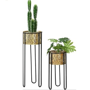 Lot de 2 jardinières de jardin écologiques au design fait main, finition antique, décoration d'hôtels et de maisons, jardinières en métal - Product Image 4