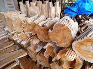 เก้าอี้ไม้สักแกะสลักแบบออตโตมันสำหรับห้องนอนห้องนั่งเล่นอพาร์ทเมนต์ทำจากไม้ซุงแห้งไม่เสร็จ - Product Image 5