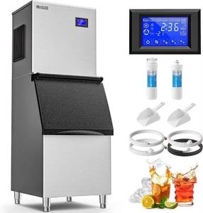 Máquina de Hielo Automática Comercial Refrigerada por Aire y Agua, con Contenedor de Almacenamiento de Acero Inoxidable para Bar - Product Image 1