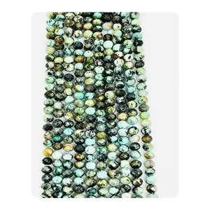 Turquesa Africana 3 por 4mm Rondelle Beads Piedras preciosas naturales Colecciones únicas Hermosas cuentas Rondelle de 3 por 4mm