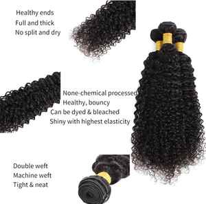 Extensiones de cabello indio peruano sin procesar, sin enredos, atadas a mano, virgen, Remy, rizado, largo, directo del proveedor - Product Image 2