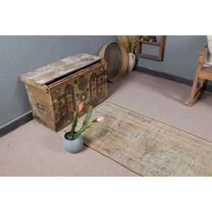 2.3x6.5 ft Rug, Vintage Rug, Turkish <b>Brown</b> <b>Wool</b> Floral Rug - Product Image 5