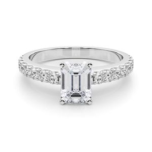 แหวนหมั้นเพชรมอยส์ซอไนต์ตัดมรกตพร้อมจี้เงินแท้สำหรับผู้หญิงดีไซน์ทันสมัย - Product Image 4