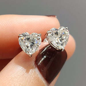 NOVAMART Fine Zarkan Baby Heart 925 <b>Silver</b> <b>Stud</b> <b>Earrings</b> with 14K Gold Plating Trendy Cute Rose Diamond Zircon Pearl for Engagem - Product Image 1