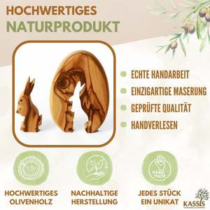 Lapin de Pâques personnalisé dans un œuf, décoration de table en bois d'olivier - Product Image 2