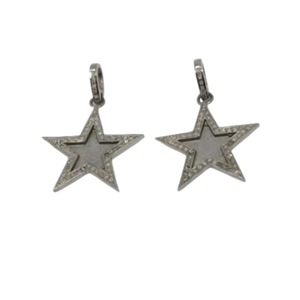 Pendentif en argent sterling 925 émail noir étoile taille 20x20MM pour fiançailles de mariage - Product Image 1