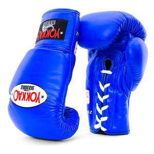 Gants de combat en cage Fabrication de logo personnalisé Gants de boxe à lacets en cuir PU noir personnalisé Matrix bleu - Product Image 4