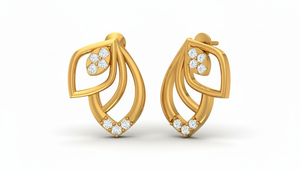 Pendientes Elegantes para Mujer con Diseño 'Flame', en Oro de 14K y Diamante Natural de Corte Brillante Redondo, Chapados en Rodio, Certificados por IGI - Product Image 4