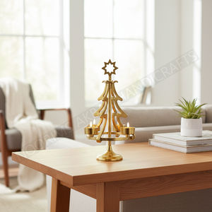 เชิงเทียนโลหะสีทองรูปต้นคริสต์มาสแบบดาวเทียนสี่ใบชาสำหรับตกแต่งโต๊ะวันหยุดส่งออกคุณภาพ - Product Image 2
