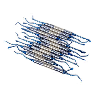 Ensemble d'instruments chirurgicaux dentaires en titane de 12 pièces avec remplissage composite à poignée creuse Manuel bleu à double extrémité et source d'alimentation - Product Image 1
