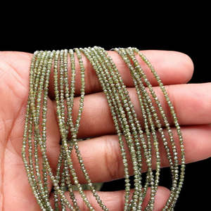 Cuentas de Diamante Verde Natural 100% Naturales, Forma Rondelle, 1.8-2.2 mm, Facetadas, Claridad VVS, Corte Excelente y Bueno, Cuentas Sueltas, Hilos de 15 Pulgadas - Product Image 1