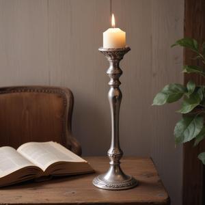 Bougeoir en métal vintage contemporain en forme de pilier en aluminium antique pour la décoration de la maison pour Noël - Product Image 3