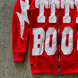 Vente en gros de sweat à capuche personnalisé 500gsm 360 420gsm éponge vierge vintage délavé à l'acide veste à capuche en détresse avec fermeture éclair pour hommes - Product Image 3