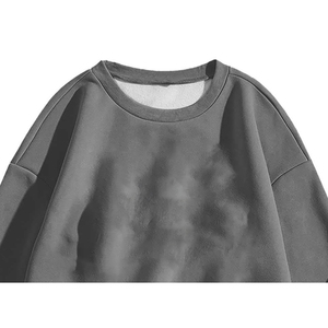 Eco-Friendly Women's Winter Solid Embroidered Breathable Fleece Crew Neck <b>Sweatshirt</b> 340g <b>Grey</b> Windproof Polyester/Cotton - Product Image 4