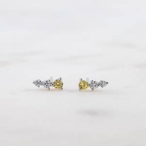 Adorable Dainty Cubic Zirconia Ear Climber 925 Solid Sterling <b>Silver</b> Shiny <b>Stud</b> <b>Earrings</b> Handcrafted Fine Jewelry - Product Image 4