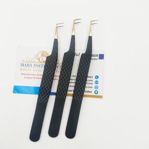 Pinces à épiler pour extensions de cils en fibre de diamant noir mat à 90 degrés avec logo personnalisé - Product Image 6