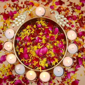 Traditional Peacock Iron 16 Inches Urli Diya Set Handmade Eco-Friendly Decorative Tea Light <b>Oil</b> <b>Lamp</b> for Pooja Diwali Festive - Product Image 6