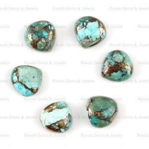 Haute qualité 12mm Flatback Cabochon naturel chrysocolle cuivre Composite lisse forme de coeur Quartz en vrac pour la fabrication de bijoux - Product Image 4