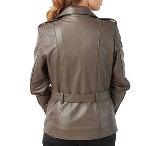 Chaqueta de cuero para mujer con logotipo personalizado, transpirable, antiarrugas, impermeable, ecológica, de primera calidad, chaqueta ligera para mujer - Product Image 2