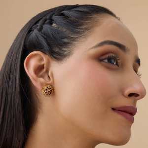 Boucles d'oreilles clous religieuses pour femme en or 14K/18K Silver Temple 157359, serties de rubis verts taille princesse en forme de fleur - Product Image 3
