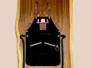Premium <b>Leather</b> Waxed Canvas Waist Work <b>Apron</b> Durable Stylish Dual Pocket Design Adjustable Strap Unisex Chefs Artists Craftsmen - Product Image 5