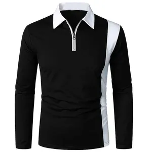 100% 棉质空白高尔夫马球t恤刺绣标志普通长袖休闲马球衫