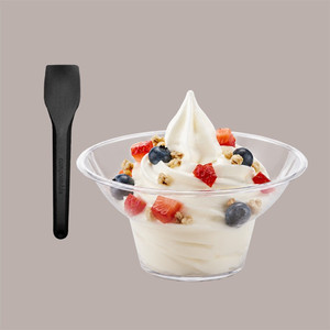 Organic Stacked Disposable Spoons 9.5 cm <b>Black</b> Ice Cream Scoops Pack of 500 Pieces - Product Image 2