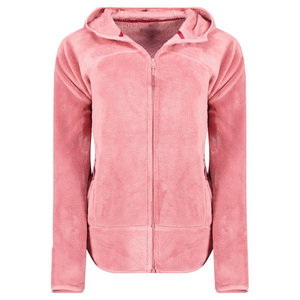 Chaqueta clásica con capucha y cremallera cómoda para mujer, chaqueta de lana Polar de peso pesado, chaqueta suave transpirable para uso diario con logotipo personalizado - Product Image 1