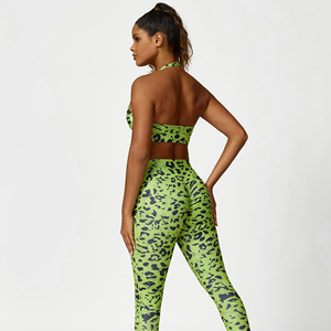 Ensemble léopard sexy soutien-gorge dos nu à col licou leggings taille haute coupe en V - Product Image 5