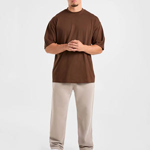 T-shirts pour hommes en coton 100% de qualité supérieure, poids lourd de 180 grammes, motif à carreaux surdimensionné, séchage rapide, respirant - Product Image 2