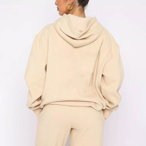 Ropa de calle de peso pesado personalizada, sudaderas con capucha y pantalones de chándal en blanco con hombros caídos, chándales de lana, Conjunto de sudadera de gran tamaño, conjuntos de mujer - Product Image 6