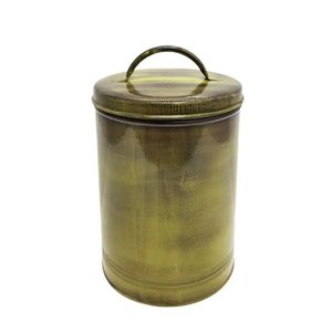 Fait à la main en vrac prix attractifs laiton fer doré boîte ronde boîte de rangement avec couvercle utilisation pour ustensiles de cuisine décoratifs - Product Image 3