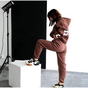 เสื้อฮู้ดดี้แบบมีฮู้ด สกรีนลายด้านหน้า ทรงโอเวอร์ไซส์ ไหล่ตก ผ้าหนา น้ำหนักมาก สไตล์สตรีทแวร์ สำหรับผู้หญิง ใส่ได้ในฤดูหนาว ผลิตจากผ้าฝ้าย 100% - Product Image 5