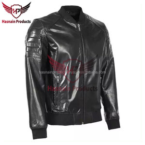 Blouson aviateur de moto en cuir véritable d'hiver de qualité supérieure pour hommes coupe-vent grande taille avec logo personnalisé disponible - Product Image 2