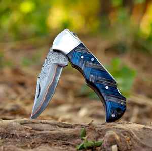 Navajas Plegables Personalizables de Edición Limitada en Acero de Damasco, Navajas Plegables Personalizables, Navajas de Acero Personalizadas - Product Image 2